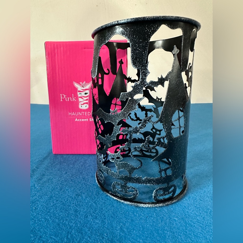 Pink Zebra Black Haunted Night Accent Shade